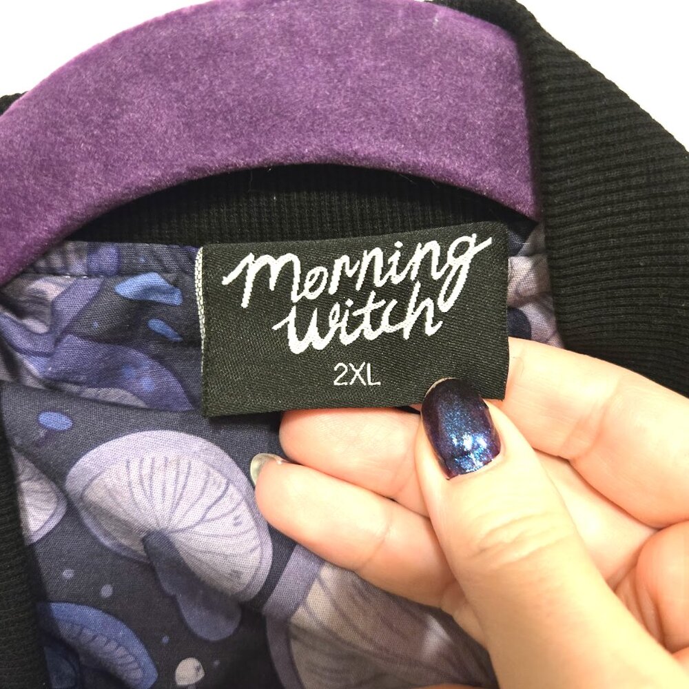 Morningwitch Purple Floral Fungi Forest Velvet jacket Size 2XL - Picture 4 of 6